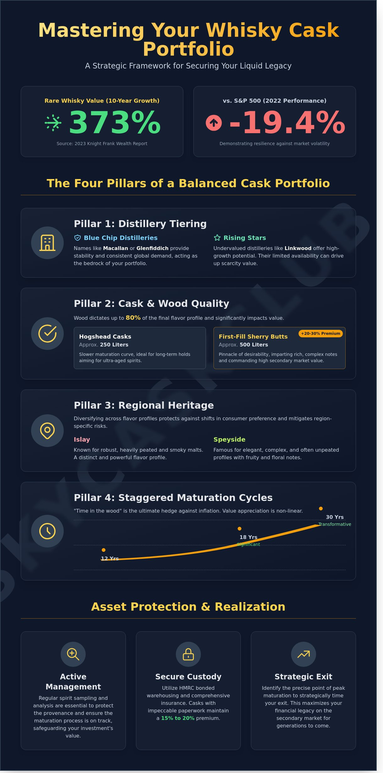 Managing a Diverse Cask Portfolio: The Connoisseur’s Guide to Liquid Wealth - Infographic